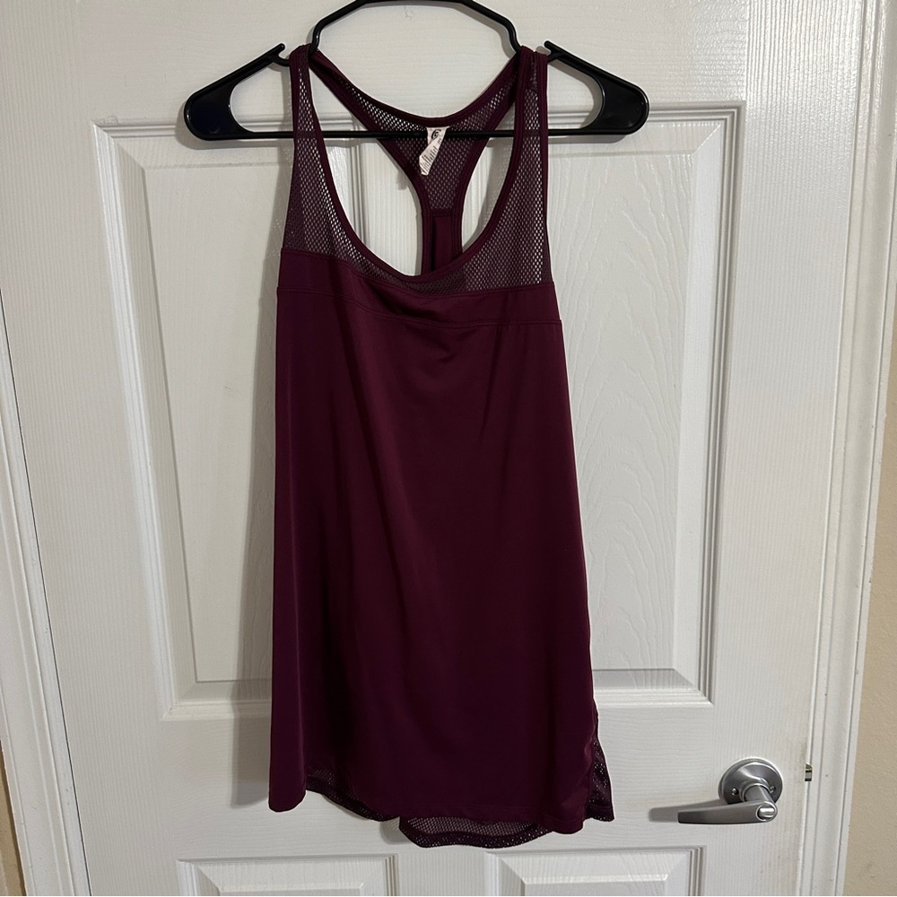 Burgundy Mesh Racerback Tank Top